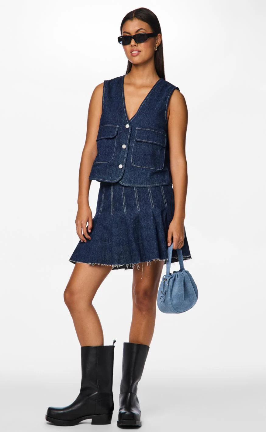 Pieces Nederdel - Fabia - Dark Blue Denim - Image 4