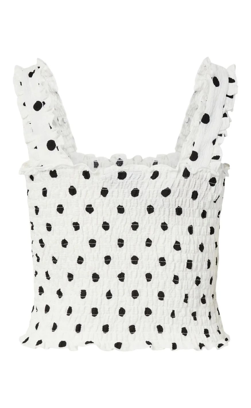 Pieces Top - Betty - Cloud Dancer/Black Dots - Image 2