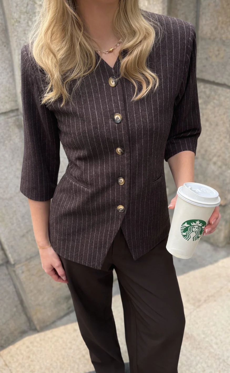Say INA Copenhagen Blazer - Bella Fitted - Brown Striped - Image 3
