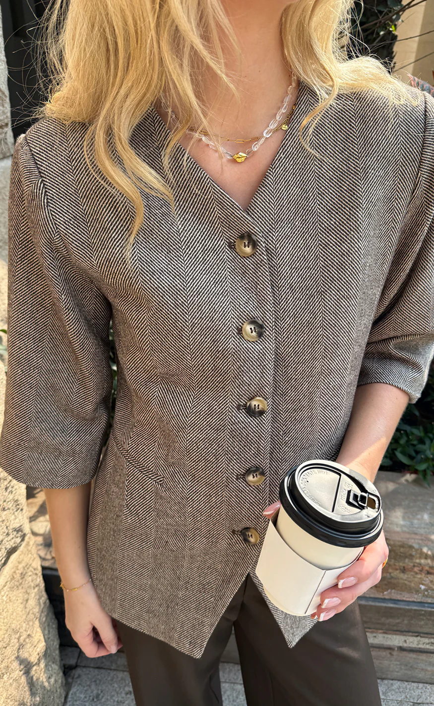 Say INA Copenhagen Blazer - Bella Fitted - Off White / Brown - Image 2