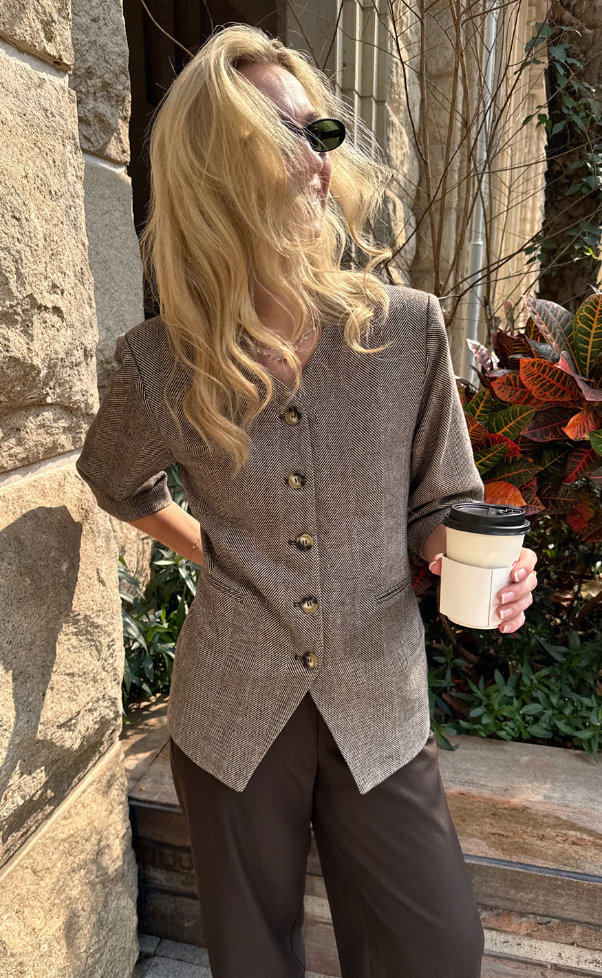 Say INA Copenhagen Blazer - Bella Fitted - Off White / Brown - Image 3