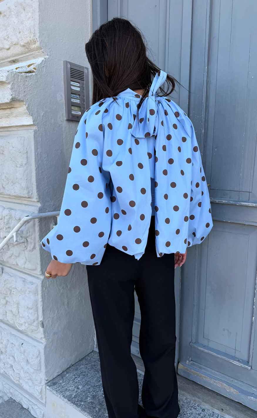 Say INA Copenhagen Bluse - Diana Dot - Blue W. Brown Dots - Image 2