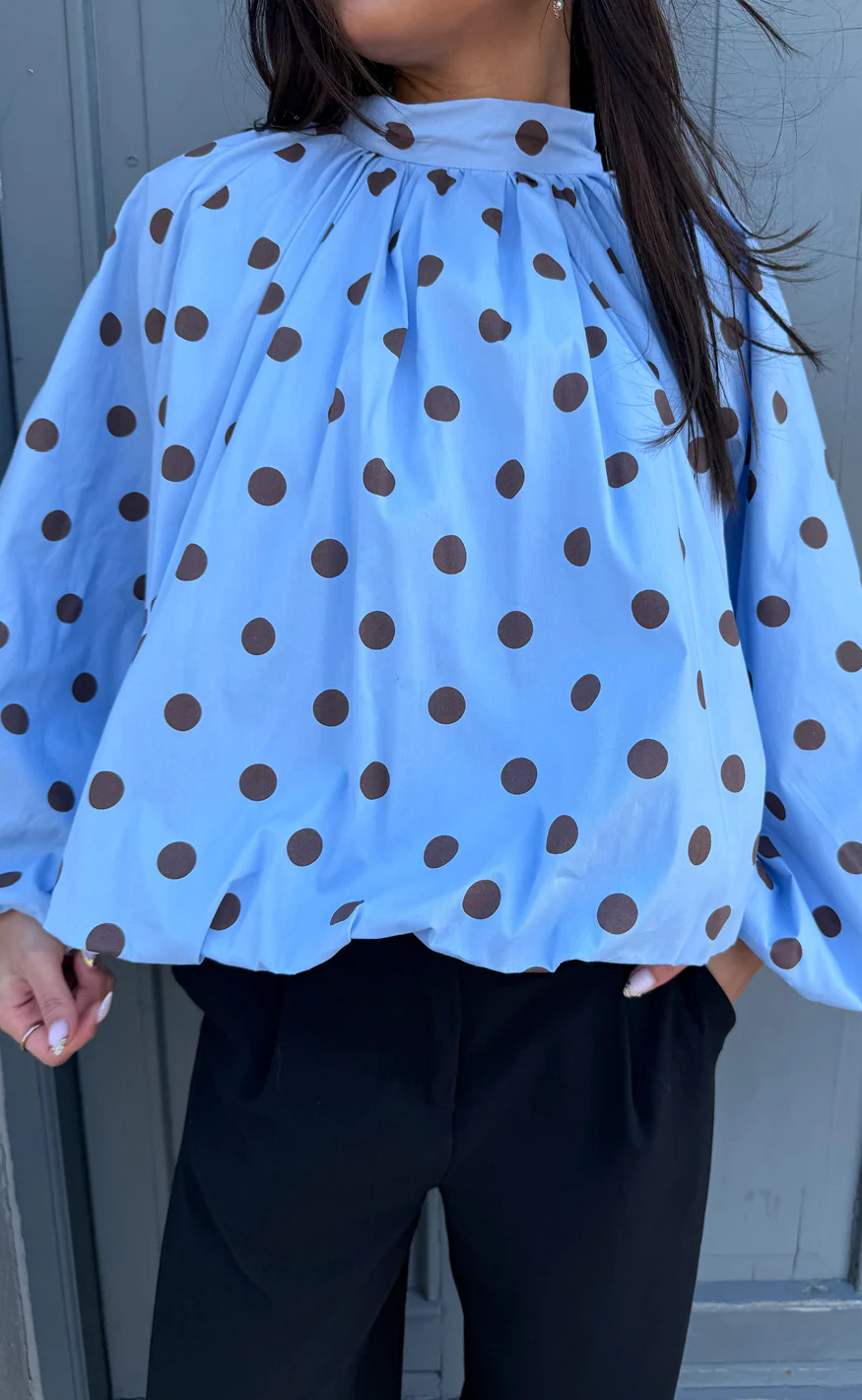 Say INA Copenhagen Bluse - Diana Dot - Blue W. Brown Dots - Image 5