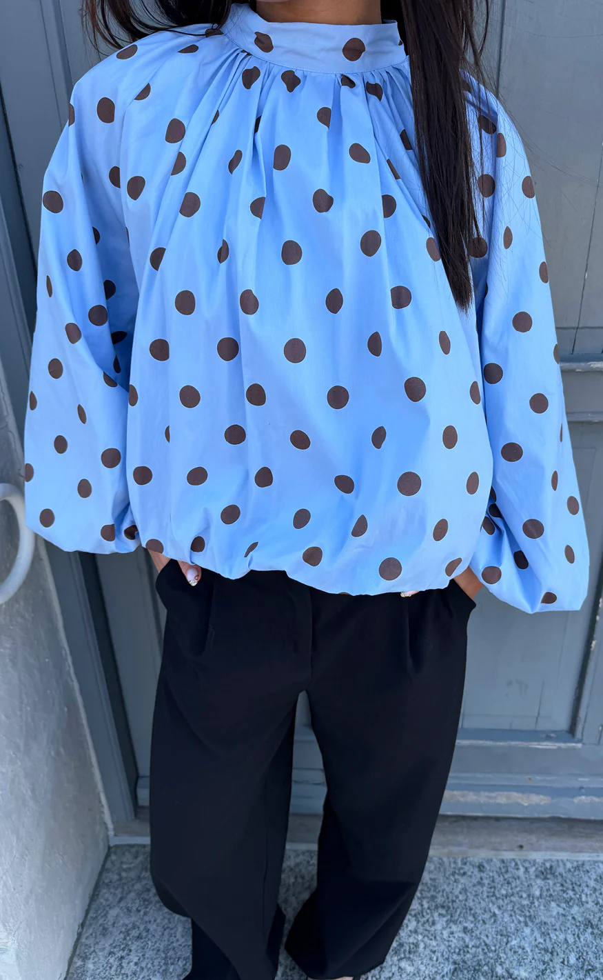Say INA Copenhagen Bluse - Diana Dot - Blue W. Brown Dots - Image 6