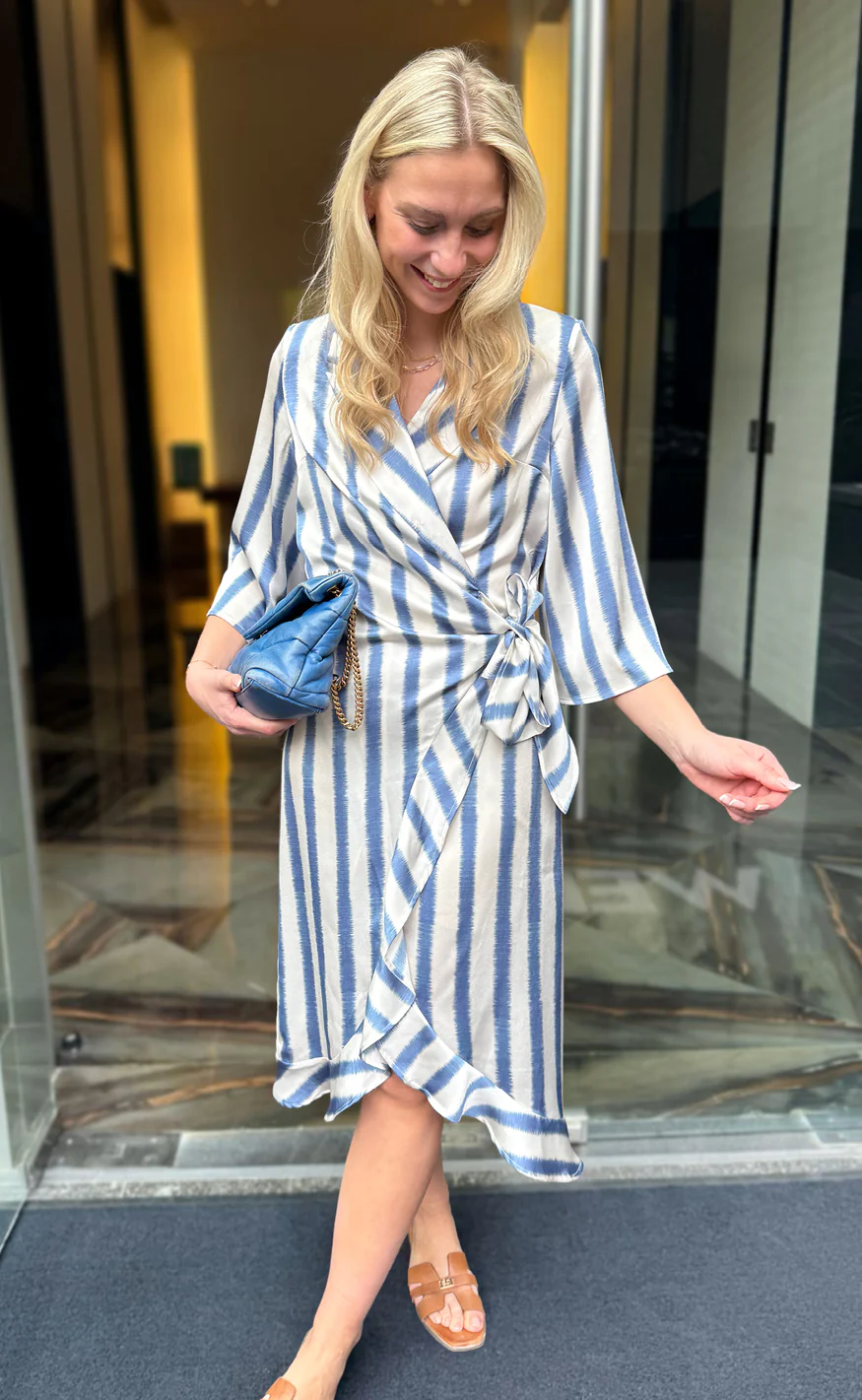 Say INA Copenhagen Kjole - Mila Wrap - Blue Striped - Image 4