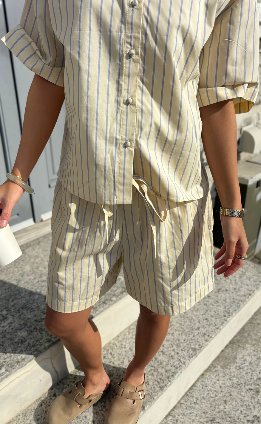 Say INA Copenhagen Shorts - Marika - Yellow Striped - Image 2