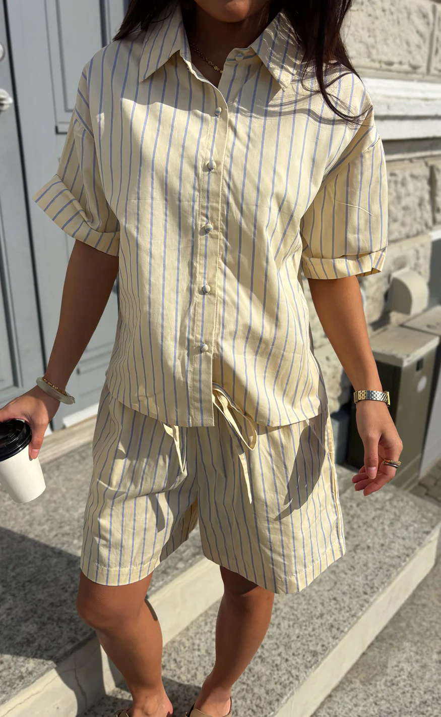 Say INA Copenhagen Shorts - Marika - Yellow Striped - Image 3