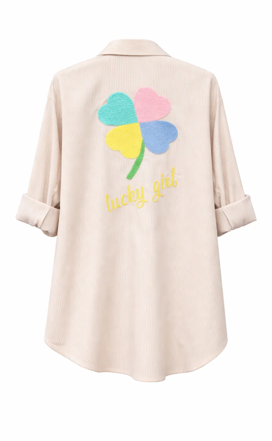 Say INA Copenhagen Skjorte - Lucky Girl - Beige Striped - Image 2