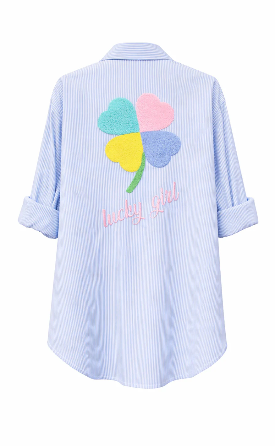 Say INA Copenhagen Skjorte - Lucky Girl - Light Blue Striped - Image 2