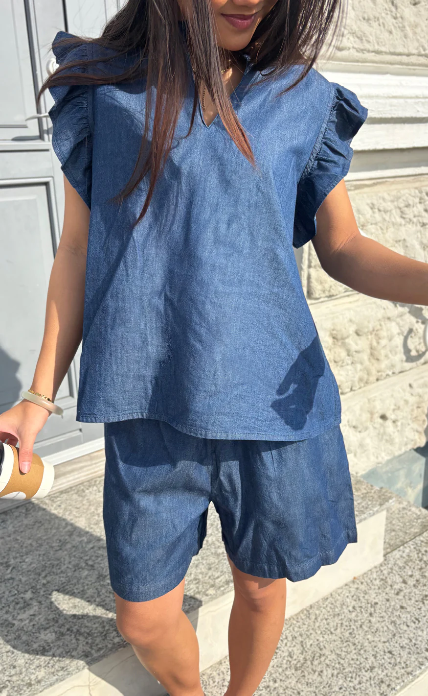 Say INA Copenhagen Top - Detia Frill - Denim Blue - Image 2