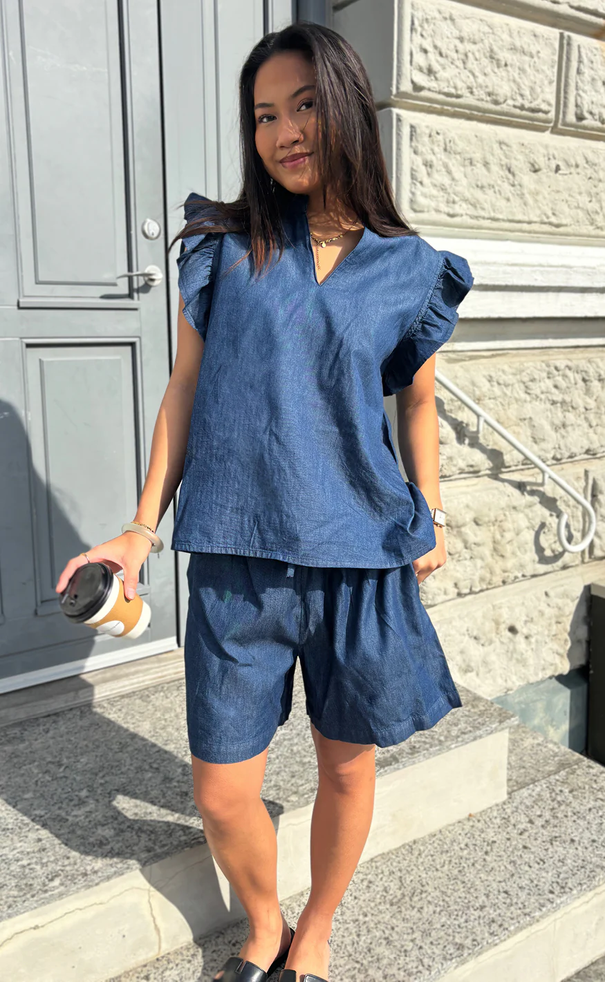 Say INA Copenhagen Top - Detia Frill - Denim Blue - Image 3