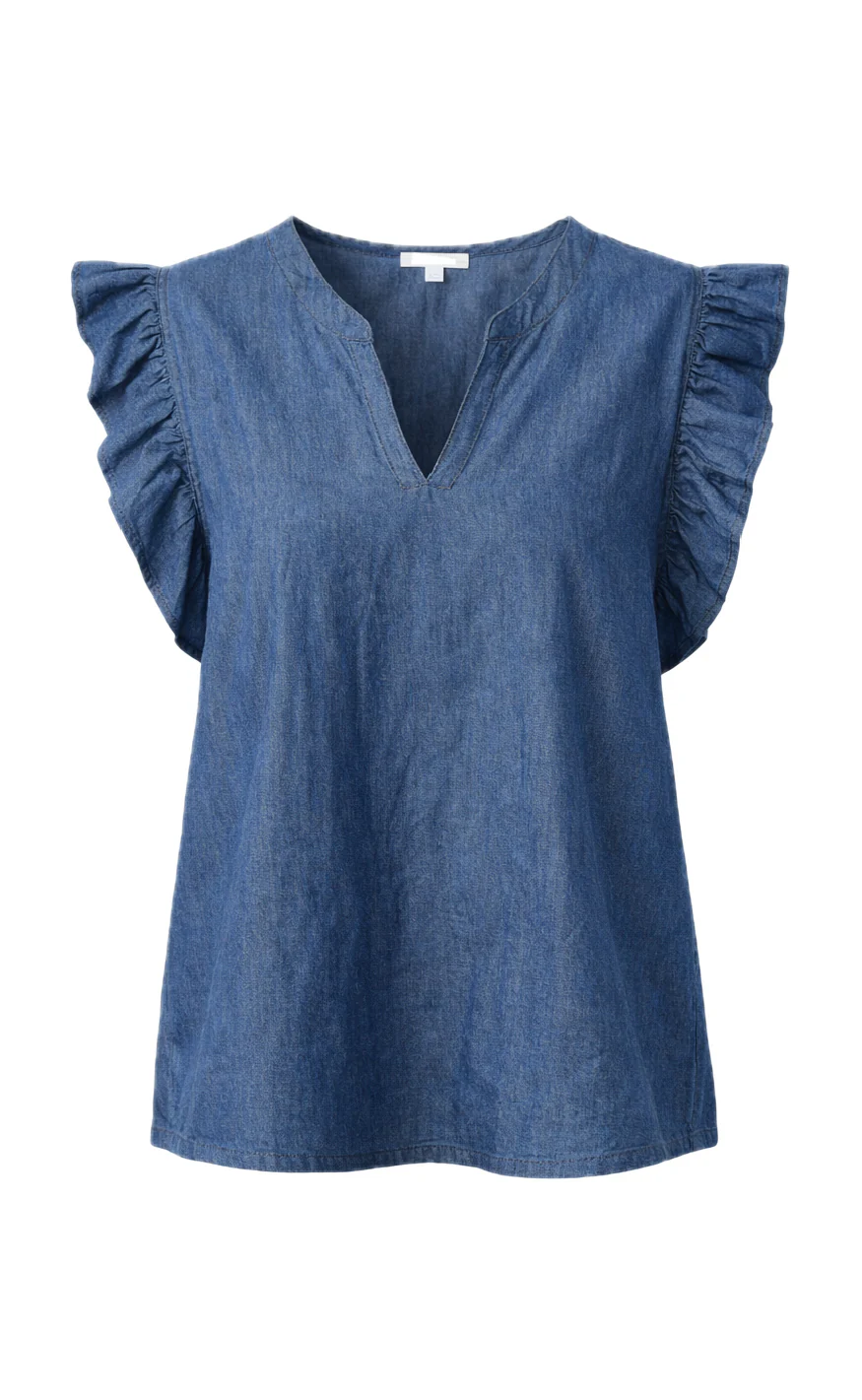 Say INA Copenhagen Top - Detia Frill - Denim Blue - Image 4