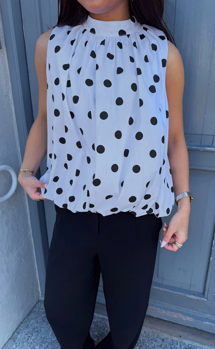 Say INA Copenhagen Top - Diana Dot - White W. Black Dots - Image 2