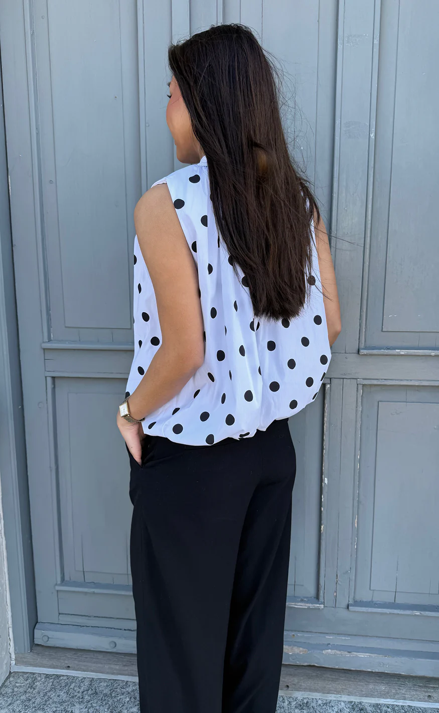 Say INA Copenhagen Top - Diana Dot - White W. Black Dots - Image 3