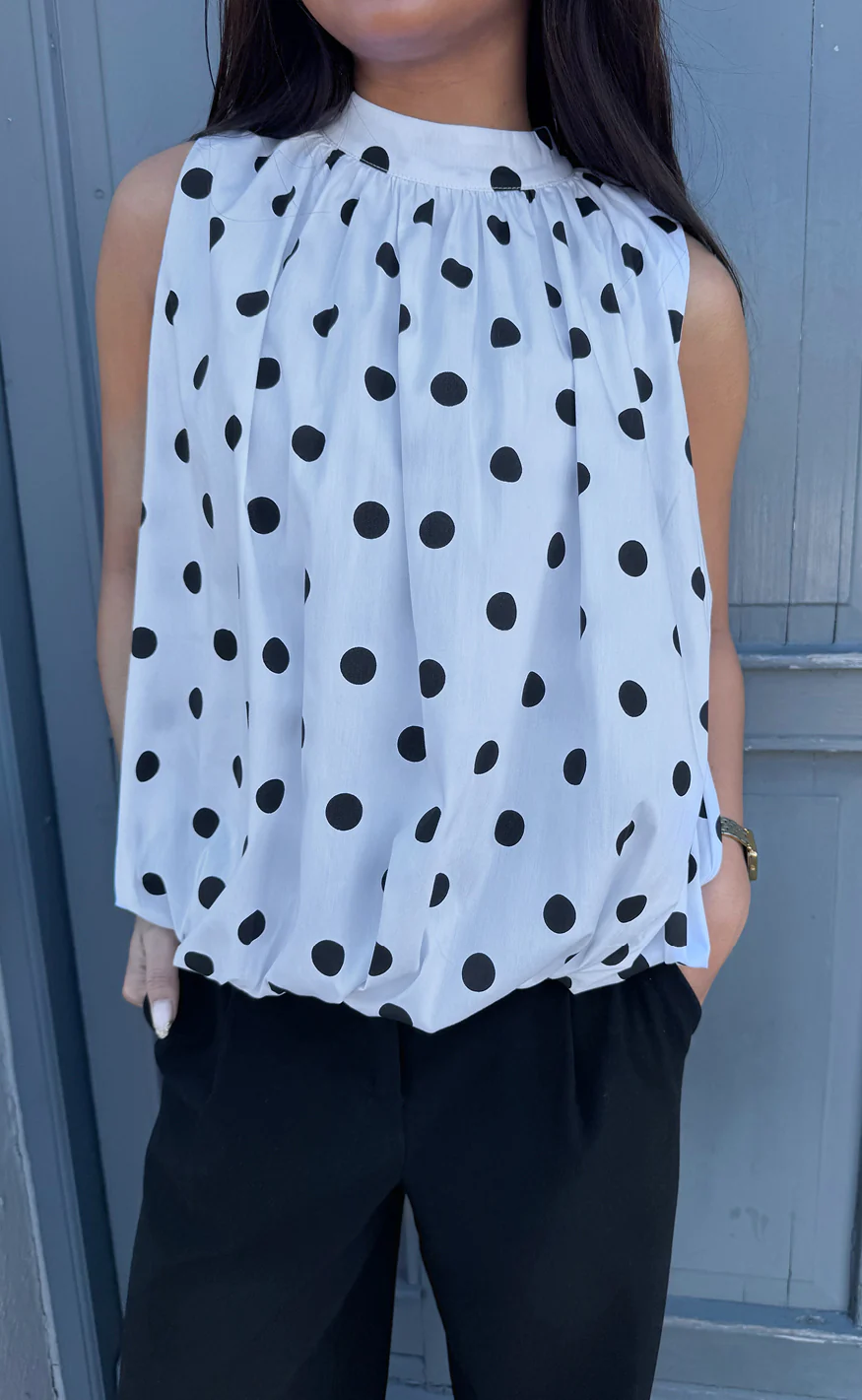 Say INA Copenhagen Top - Diana Dot - White W. Black Dots - Image 4