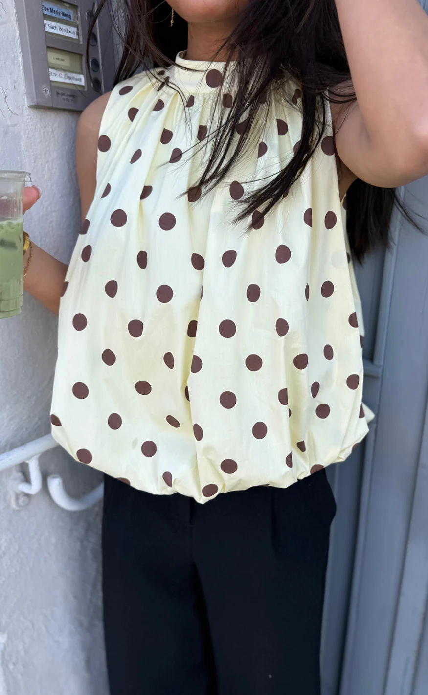 Say INA Copenhagen Top - Diana Dot - Yellow W. Brown Dots - Image 6