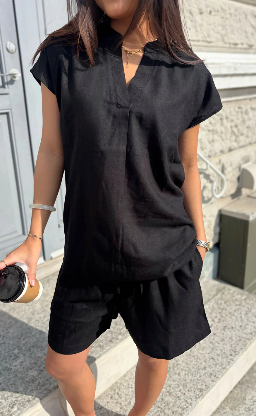 Say INA Copenhagen Top - Laura Linen - Black - Image 6
