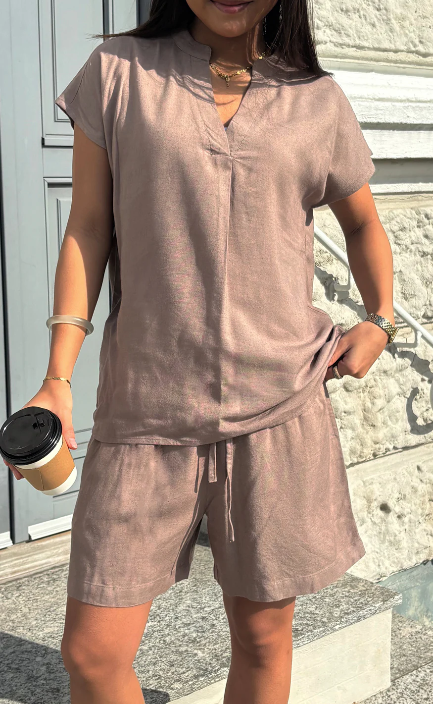 Say INA Copenhagen Top - Laura Linen - Brown - Image 3