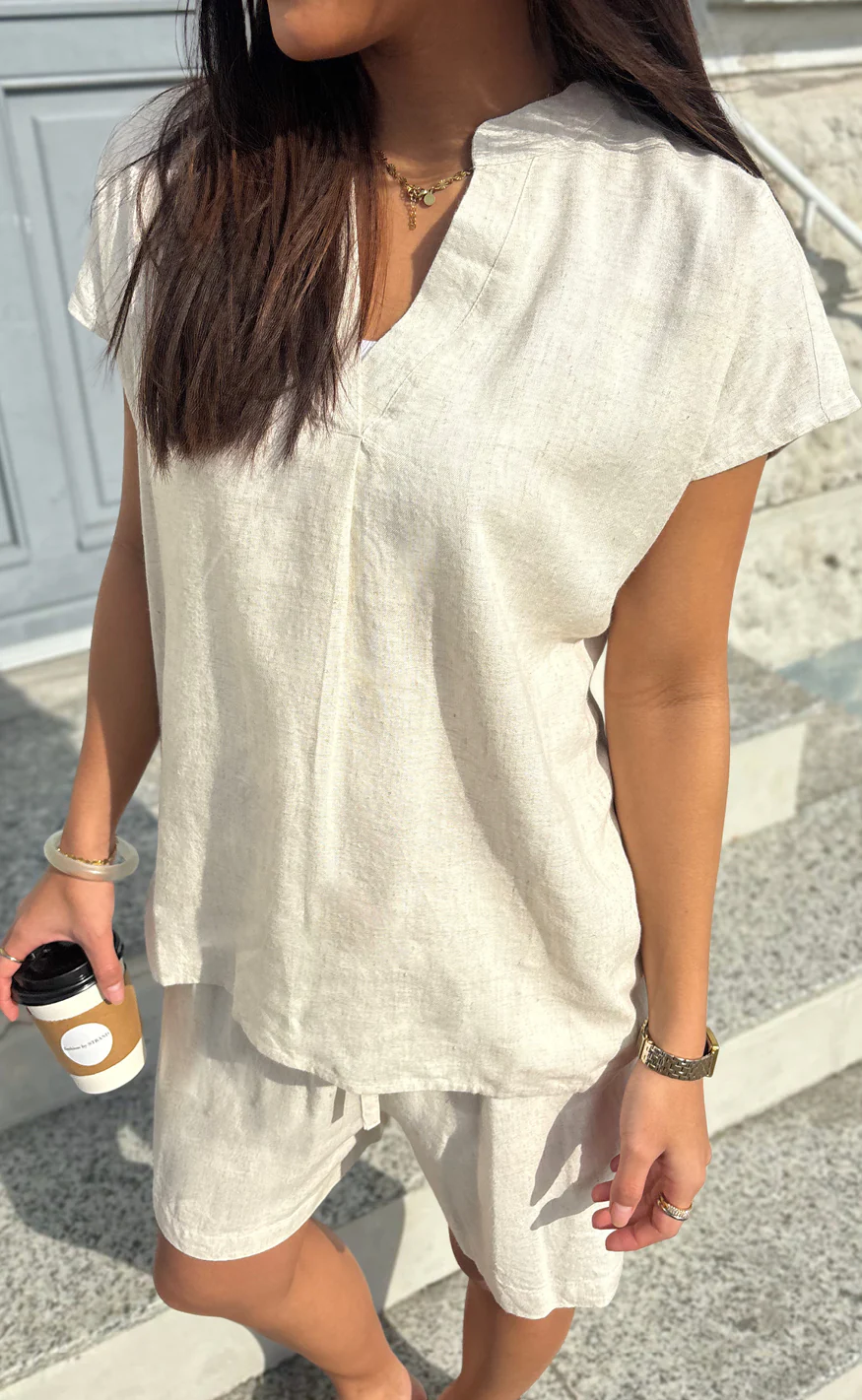 Say INA Copenhagen Top - Laura Linen - Sand - Image 6