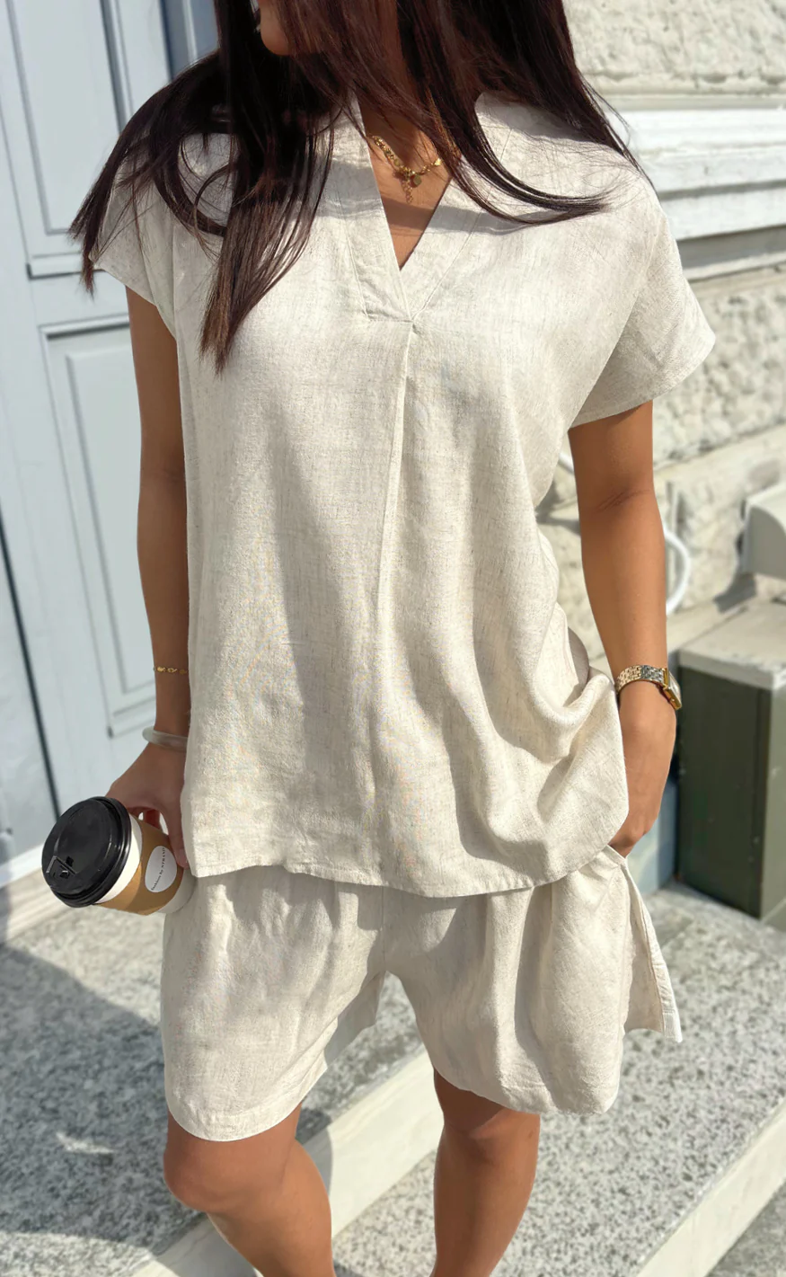 Say INA Copenhagen Top - Laura Linen - Sand - Image 8