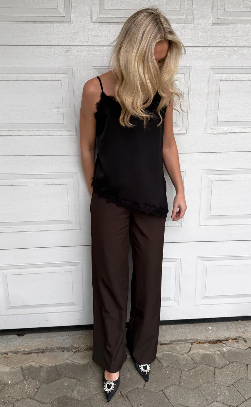 Say INA Copenhagen Top - Lavi Lace - Black Satin - Image 2