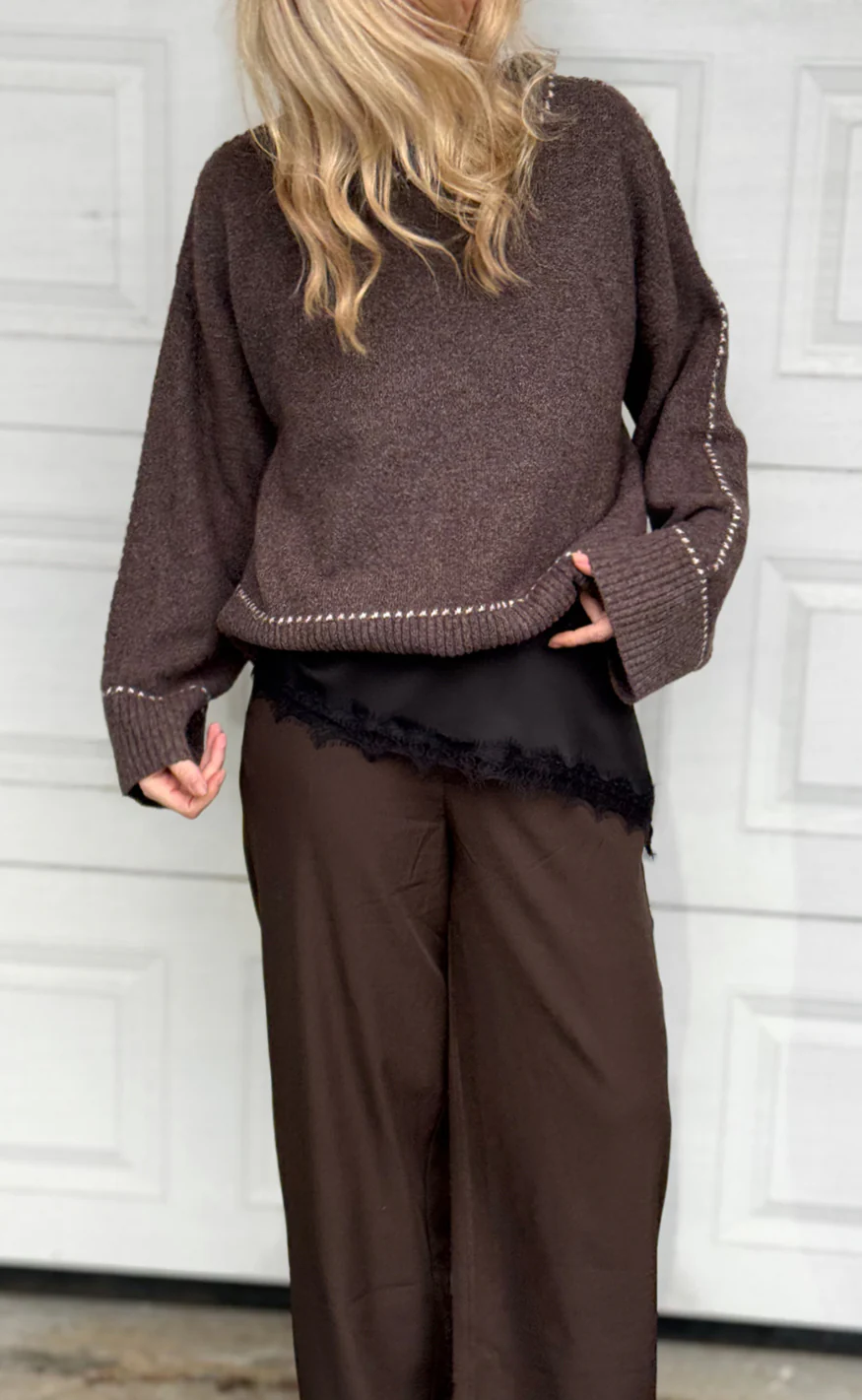 Say INA Copenhagen Top - Lavi Lace - Black Satin - Image 4