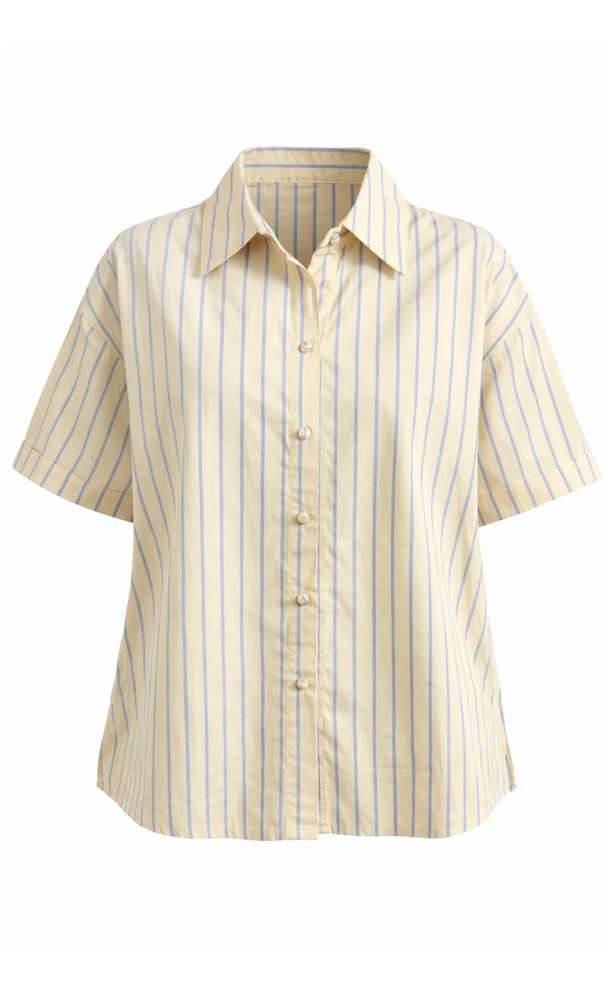 Say INA Copenhagen Skjorte - Marika - Yellow Striped - Image 4