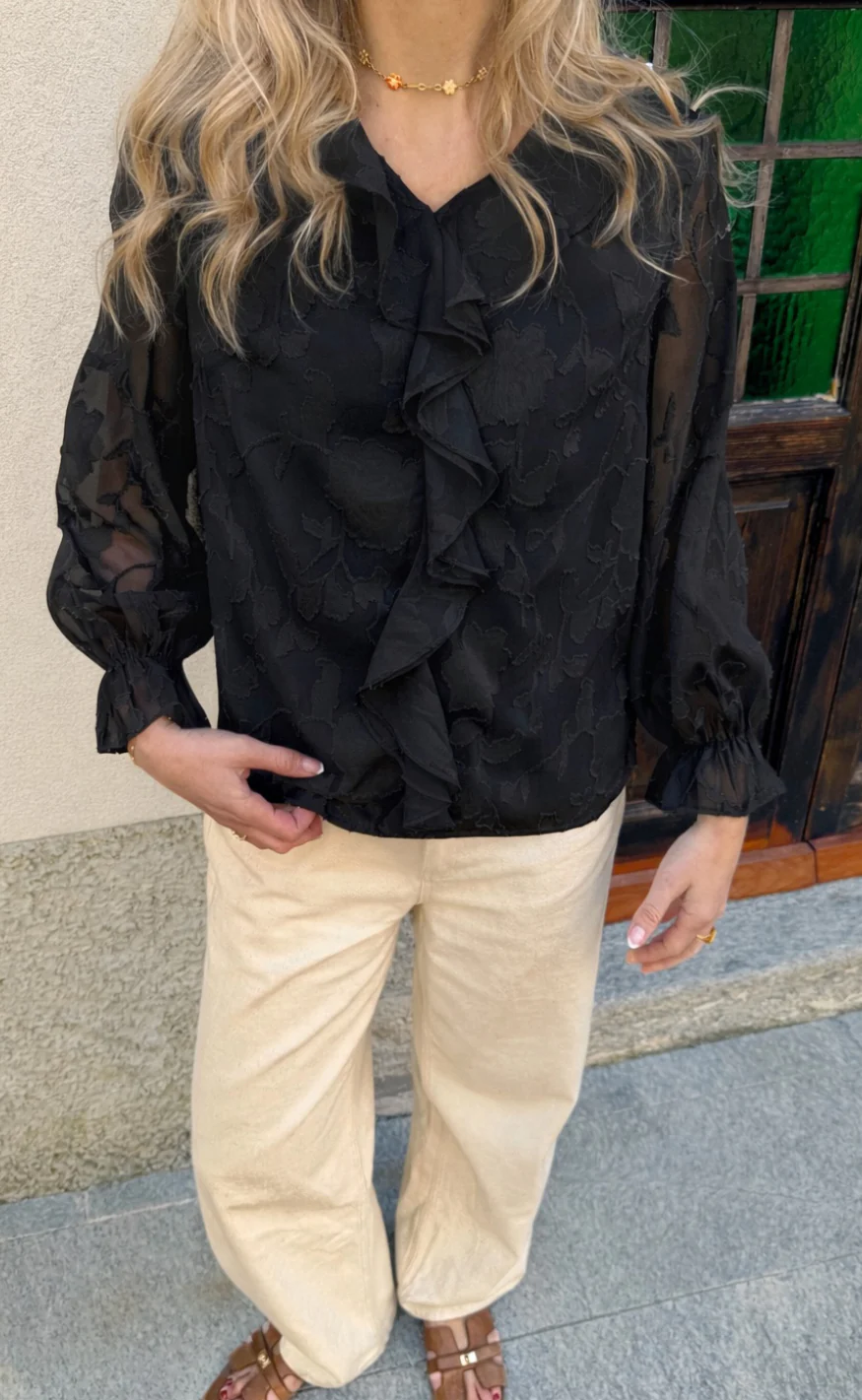 Say NA Copenhagen Bluse - Luna - Black Flower - Image 3