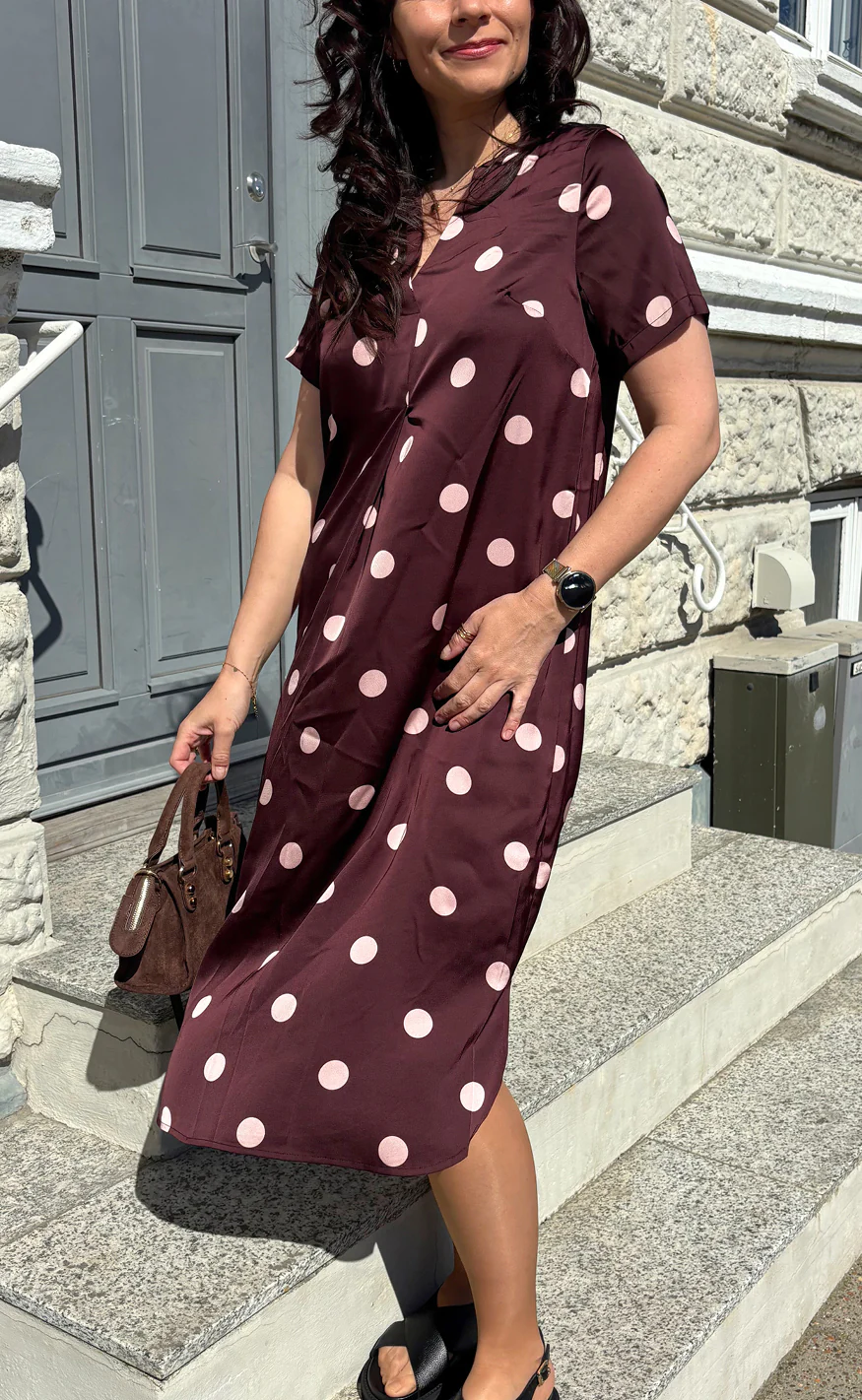 Say NA Copenhagen Kjole - Hella - Bordeaux W. Pink Dots - Image 2