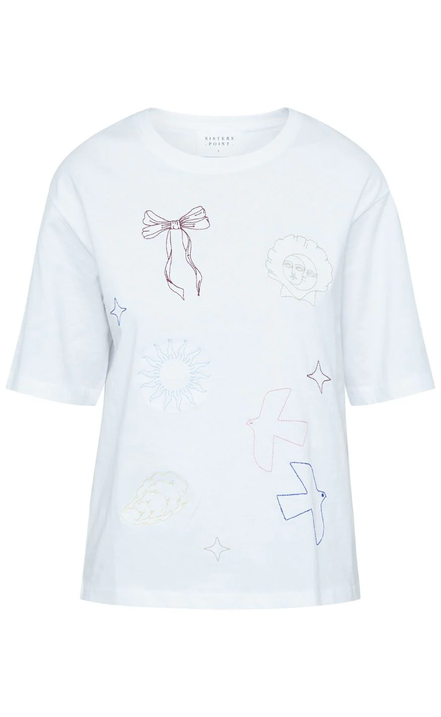 Sisters Point T-shirt - HEDA-LOOSE.SS14 - White/Multi - Image 2